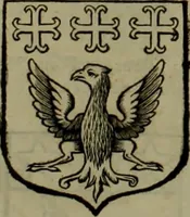An illustration from Histoire généalogique et chronologique de la maison royale de France, des pairs, grands officiers de la couronne & de la maison du roy & des anciens barons du royaume : avec les qualitez, l'origine, le progrés & les armes de leurs familles; ensemble les statuts & le catalogue des chevaliers, commandeurs, & officiers de l'ordre du S. Esprit : le tovt dressé svr titres originaux, svr les registres des chartes du roy, du parlement, de la chambre des comptes, & du châtelet de Paris, cartulaires, manuscrits de la bibliotheque du roy, & d'autres cabinets curieux (1726)