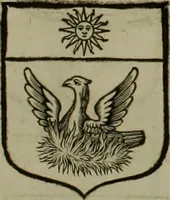 An illustration from Histoire généalogique et chronologique de la maison royale de France, des pairs, grands officiers de la couronne & de la maison du roy & des anciens barons du royaume : avec les qualitez, l'origine, le progrés & les armes de leurs familles; ensemble les statuts & le catalogue des chevaliers, commandeurs, & officiers de l'ordre du S. Esprit : le tovt dressé svr titres originaux, svr les registres des chartes du roy, du parlement, de la chambre des comptes, & du châtelet de Paris, cartulaires, manuscrits de la bibliotheque du roy, & d'autres cabinets curieux (1726)