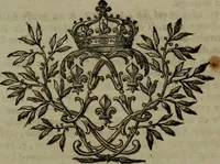 An illustration from Histoire généalogique et chronologique de la maison royale de France, des pairs, grands officiers de la couronne & de la maison du roy & des anciens barons du royaume : avec les qualitez, l'origine, le progrés & les armes de leurs familles; ensemble les statuts & le catalogue des chevaliers, commandeurs, & officiers de l'ordre du S. Esprit : le tovt dressé svr titres originaux, svr les registres des chartes du roy, du parlement, de la chambre des comptes, & du châtelet de Paris, cartulaires, manuscrits de la bibliotheque du roy, & d'autres cabinets curieux (1726)