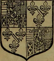 An illustration from Histoire généalogique et chronologique de la maison royale de France, des pairs, grands officiers de la couronne & de la maison du roy & des anciens barons du royaume : avec les qualitez, l'origine, le progrés & les armes de leurs familles; ensemble les statuts & le catalogue des chevaliers, commandeurs, & officiers de l'ordre du S. Esprit : le tovt dressé svr titres originaux, svr les registres des chartes du roy, du parlement, de la chambre des comptes, & du châtelet de Paris, cartulaires, manuscrits de la bibliotheque du roy, & d'autres cabinets curieux (1726)