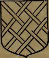 An illustration from Histoire généalogique et chronologique de la maison royale de France, des pairs, grands officiers de la couronne & de la maison du roy & des anciens barons du royaume : avec les qualitez, l'origine, le progrés & les armes de leurs familles; ensemble les statuts & le catalogue des chevaliers, commandeurs, & officiers de l'ordre du S. Esprit : le tovt dressé svr titres originaux, svr les registres des chartes du roy, du parlement, de la chambre des comptes, & du châtelet de Paris, cartulaires, manuscrits de la bibliotheque du roy, & d'autres cabinets curieux (1726)