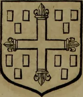 An illustration from Histoire généalogique et chronologique de la maison royale de France, des pairs, grands officiers de la couronne & de la maison du roy & des anciens barons du royaume : avec les qualitez, l'origine, le progrés & les armes de leurs familles; ensemble les statuts & le catalogue des chevaliers, commandeurs, & officiers de l'ordre du S. Esprit : le tovt dressé svr titres originaux, svr les registres des chartes du roy, du parlement, de la chambre des comptes, & du châtelet de Paris, cartulaires, manuscrits de la bibliotheque du roy, & d'autres cabinets curieux (1726)