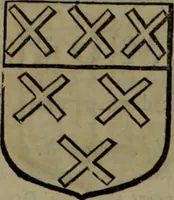 An illustration from Histoire généalogique et chronologique de la maison royale de France, des pairs, grands officiers de la couronne & de la maison du roy & des anciens barons du royaume : avec les qualitez, l'origine, le progrés & les armes de leurs familles; ensemble les statuts & le catalogue des chevaliers, commandeurs, & officiers de l'ordre du S. Esprit : le tovt dressé svr titres originaux, svr les registres des chartes du roy, du parlement, de la chambre des comptes, & du châtelet de Paris, cartulaires, manuscrits de la bibliotheque du roy, & d'autres cabinets curieux (1726)