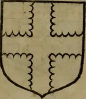 An illustration from Histoire généalogique et chronologique de la maison royale de France, des pairs, grands officiers de la couronne & de la maison du roy & des anciens barons du royaume : avec les qualitez, l'origine, le progrés & les armes de leurs familles; ensemble les statuts & le catalogue des chevaliers, commandeurs, & officiers de l'ordre du S. Esprit : le tovt dressé svr titres originaux, svr les registres des chartes du roy, du parlement, de la chambre des comptes, & du châtelet de Paris, cartulaires, manuscrits de la bibliotheque du roy, & d'autres cabinets curieux (1726)