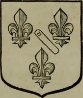 An illustration from Histoire généalogique et chronologique de la maison royale de France, des pairs, grands officiers de la couronne & de la maison du roy & des anciens barons du royaume : avec les qualitez, l'origine, le progrés & les armes de leurs familles; ensemble les statuts & le catalogue des chevaliers, commandeurs, & officiers de l'ordre du S. Esprit : le tovt dressé svr titres originaux, svr les registres des chartes du roy, du parlement, de la chambre des comptes, & du châtelet de Paris, cartulaires, manuscrits de la bibliotheque du roy, & d'autres cabinets curieux (1726)