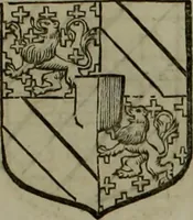 An illustration from Histoire généalogique et chronologique de la maison royale de France, des pairs, grands officiers de la couronne & de la maison du roy & des anciens barons du royaume : avec les qualitez, l'origine, le progrés & les armes de leurs familles; ensemble les statuts & le catalogue des chevaliers, commandeurs, & officiers de l'ordre du S. Esprit : le tovt dressé svr titres originaux, svr les registres des chartes du roy, du parlement, de la chambre des comptes, & du châtelet de Paris, cartulaires, manuscrits de la bibliotheque du roy, & d'autres cabinets curieux (1726)