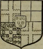 An illustration from Histoire généalogique et chronologique de la maison royale de France, des pairs, grands officiers de la couronne & de la maison du roy & des anciens barons du royaume : avec les qualitez, l'origine, le progrés & les armes de leurs familles; ensemble les statuts & le catalogue des chevaliers, commandeurs, & officiers de l'ordre du S. Esprit : le tovt dressé svr titres originaux, svr les registres des chartes du roy, du parlement, de la chambre des comptes, & du châtelet de Paris, cartulaires, manuscrits de la bibliotheque du roy, & d'autres cabinets curieux (1726)