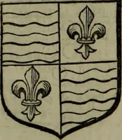 An illustration from Histoire généalogique et chronologique de la maison royale de France, des pairs, grands officiers de la couronne & de la maison du roy & des anciens barons du royaume : avec les qualitez, l'origine, le progrés & les armes de leurs familles; ensemble les statuts & le catalogue des chevaliers, commandeurs, & officiers de l'ordre du S. Esprit : le tovt dressé svr titres originaux, svr les registres des chartes du roy, du parlement, de la chambre des comptes, & du châtelet de Paris, cartulaires, manuscrits de la bibliotheque du roy, & d'autres cabinets curieux (1726)
