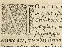 An illustration from Histoire tragique et memorable de Pierre de Gaverston gentil homme gascon, jadis le mignon d'Edoüard 2. Roy d'Angleterre / (1588)