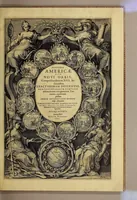 An illustration from Historia Americae siue Noui Orbis. : Continens in XIII. distinctis partibus verissimam, exactissimam, et admirandam descriptionem, vastissimarum, et multis abhinc seculis incognitarum terrarum, quae patrum memoria primùm detectae, nunc passim Indiae Occidentalis nomine vulgò vsurpantur. Narratio incredibilis jucunditatis et vtilitatis: in qua de natvra et situ noui illius orbis; de ratione coeli, elementorum ac meteororum, de priscorum incolarum horrendâ idolomaniâ; de statu ac formis politiae, rerumpubl. & imperiorum: anarchia, feritate et barbarie quorumdam; oeconomia, moribus ac ritibus diuersarum gentium; qualitate soli; alluuione vteriusq[ue] oceani; fluuiorum indole; vbertate frugum; praestantia metallorum; volucrum, animalium, pisciumq[ue]; illi orbis parti peculiarium, ingenio miraculis naturae bellis Indorum mutuis et quicquid praeterea curiosus lector desiderare potest, verè, perspicuè et sufficienter pertractatur. Cum exegesi vlteriore, quomodo & à quibus primitus illae regiones detectae, subactaeq[ue] sint: quae nauigationes à diuersis Europae populis, & quàm variâ fortunâ, ad haec vsque tempora, eò susceptae fuerint: annexâ enumeratione conuersationis, commerciorum, bellorumque cum Indis, terrae incolis. Ornata elegantissimis tabulis geographicis, et figuris aeri artificiose incisis innumeris, quibus historiae ipsi lux, lectori delectatio creatur. Deniq[ue] accessit Elenchus sectionum, & index capitum rerumq[ue] praecipuarum in toto opere contentarum (1634)