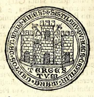 An illustration from Historia antica e moderna, sacra e profana, della città di Trieste, celebre colonia de'cittadini Romani : con la notitia di molt'arcani d'antichità, prerogative di nobiltà, e gesti d'huomini illustri, privilegi della città, e famiglie d'essa, varietà d'eruditioni, inscrittioni, sassi, mausolei, M.S. successi, mutationi de riti, e dominj, fin'à quest'anno 1698 (1698)
