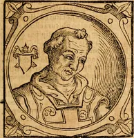 An illustration from Historia B. Platinae de vitis pontificum Romanorum : a D.N. Jesu Christo usque ad Paulum II. venetum papam : longe' quam antea emendatior, doctissimarumq[ue] annotationum Onuphrii Panuinii accessione nunc illustrior reddita : cui, eiusdem Onuphrii accurata atque fideli operâ, reliquorum pontificum vitae, usq[ue] ad Pium V. & Antonii Ciccarellae, usq[ue] ad Clementem VIII. qui hodiè sanctæ Romanae Catholicae ecclesiae præsidet, adiunctæ sunt : accesserunt nunc demum omnium pontificum verae effigies : omnia summo studio emendata & correcta (1600)
