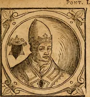 An illustration from Historia B. Platinae de vitis pontificum Romanorum : a D.N. Jesu Christo usque ad Paulum II. venetum papam : longe' quam antea emendatior, doctissimarumq[ue] annotationum Onuphrii Panuinii accessione nunc illustrior reddita : cui, eiusdem Onuphrii accurata atque fideli operâ, reliquorum pontificum vitae, usq[ue] ad Pium V. & Antonii Ciccarellae, usq[ue] ad Clementem VIII. qui hodiè sanctæ Romanae Catholicae ecclesiae præsidet, adiunctæ sunt : accesserunt nunc demum omnium pontificum verae effigies : omnia summo studio emendata & correcta (1600)