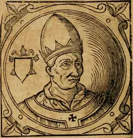 Picture 154 of 231 from Historia B. Platinae de vitis pontificum Romanorum : a D.N. Jesu Christo usque ad Paulum II. venetum papam : longe' quam antea emendatior, doctissimarumq[ue] annotationum Onuphrii Panuinii accessione nunc illustrior reddita : cui, eiusdem Onuphrii accurata atque fideli operâ, reliquorum pontificum vitae, usq[ue] ad Pium V. & Antonii Ciccarellae, usq[ue] ad Clementem VIII. qui hodiè sanctæ Romanae Catholicae ecclesiae præsidet, adiunctæ sunt : accesserunt nunc demum omnium pontificum verae effigies : omnia summo studio emendata & correcta (1600), leaf 173