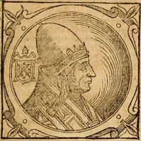 Picture 171 of 231 from Historia B. Platinae de vitis pontificum Romanorum : a D.N. Jesu Christo usque ad Paulum II. venetum papam : longe' quam antea emendatior, doctissimarumq[ue] annotationum Onuphrii Panuinii accessione nunc illustrior reddita : cui, eiusdem Onuphrii accurata atque fideli operâ, reliquorum pontificum vitae, usq[ue] ad Pium V. & Antonii Ciccarellae, usq[ue] ad Clementem VIII. qui hodiè sanctæ Romanae Catholicae ecclesiae præsidet, adiunctæ sunt : accesserunt nunc demum omnium pontificum verae effigies : omnia summo studio emendata & correcta (1600), leaf 212