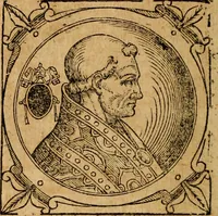 Picture 180 of 231 from Historia B. Platinae de vitis pontificum Romanorum : a D.N. Jesu Christo usque ad Paulum II. venetum papam : longe' quam antea emendatior, doctissimarumq[ue] annotationum Onuphrii Panuinii accessione nunc illustrior reddita : cui, eiusdem Onuphrii accurata atque fideli operâ, reliquorum pontificum vitae, usq[ue] ad Pium V. & Antonii Ciccarellae, usq[ue] ad Clementem VIII. qui hodiè sanctæ Romanae Catholicae ecclesiae præsidet, adiunctæ sunt : accesserunt nunc demum omnium pontificum verae effigies : omnia summo studio emendata & correcta (1600), leaf 227