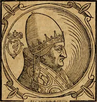 Picture 182 of 231 from Historia B. Platinae de vitis pontificum Romanorum : a D.N. Jesu Christo usque ad Paulum II. venetum papam : longe' quam antea emendatior, doctissimarumq[ue] annotationum Onuphrii Panuinii accessione nunc illustrior reddita : cui, eiusdem Onuphrii accurata atque fideli operâ, reliquorum pontificum vitae, usq[ue] ad Pium V. & Antonii Ciccarellae, usq[ue] ad Clementem VIII. qui hodiè sanctæ Romanae Catholicae ecclesiae præsidet, adiunctæ sunt : accesserunt nunc demum omnium pontificum verae effigies : omnia summo studio emendata & correcta (1600), leaf 233