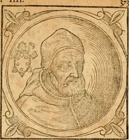 Picture 223 of 231 from Historia B. Platinae de vitis pontificum Romanorum : a D.N. Jesu Christo usque ad Paulum II. venetum papam : longe' quam antea emendatior, doctissimarumq[ue] annotationum Onuphrii Panuinii accessione nunc illustrior reddita : cui, eiusdem Onuphrii accurata atque fideli operâ, reliquorum pontificum vitae, usq[ue] ad Pium V. & Antonii Ciccarellae, usq[ue] ad Clementem VIII. qui hodiè sanctæ Romanae Catholicae ecclesiae præsidet, adiunctæ sunt : accesserunt nunc demum omnium pontificum verae effigies : omnia summo studio emendata & correcta (1600), leaf 434