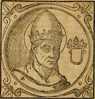 Picture 49 of 231 from Historia B. Platinae de vitis pontificum Romanorum : a D.N. Jesu Christo usque ad Paulum II. venetum papam : longe' quam antea emendatior, doctissimarumq[ue] annotationum Onuphrii Panuinii accessione nunc illustrior reddita : cui, eiusdem Onuphrii accurata atque fideli operâ, reliquorum pontificum vitae, usq[ue] ad Pium V. & Antonii Ciccarellae, usq[ue] ad Clementem VIII. qui hodiè sanctæ Romanae Catholicae ecclesiae præsidet, adiunctæ sunt : accesserunt nunc demum omnium pontificum verae effigies : omnia summo studio emendata & correcta (1600), leaf 65