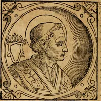 Picture 55 of 231 from Historia B. Platinae de vitis pontificum Romanorum : a D.N. Jesu Christo usque ad Paulum II. venetum papam : longe' quam antea emendatior, doctissimarumq[ue] annotationum Onuphrii Panuinii accessione nunc illustrior reddita : cui, eiusdem Onuphrii accurata atque fideli operâ, reliquorum pontificum vitae, usq[ue] ad Pium V. & Antonii Ciccarellae, usq[ue] ad Clementem VIII. qui hodiè sanctæ Romanae Catholicae ecclesiae præsidet, adiunctæ sunt : accesserunt nunc demum omnium pontificum verae effigies : omnia summo studio emendata & correcta (1600), leaf 71