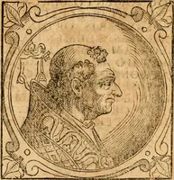 Picture 59 of 231 from Historia B. Platinae de vitis pontificum Romanorum : a D.N. Jesu Christo usque ad Paulum II. venetum papam : longe' quam antea emendatior, doctissimarumq[ue] annotationum Onuphrii Panuinii accessione nunc illustrior reddita : cui, eiusdem Onuphrii accurata atque fideli operâ, reliquorum pontificum vitae, usq[ue] ad Pium V. & Antonii Ciccarellae, usq[ue] ad Clementem VIII. qui hodiè sanctæ Romanae Catholicae ecclesiae præsidet, adiunctæ sunt : accesserunt nunc demum omnium pontificum verae effigies : omnia summo studio emendata & correcta (1600), leaf 74