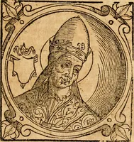 Picture 65 of 231 from Historia B. Platinae de vitis pontificum Romanorum : a D.N. Jesu Christo usque ad Paulum II. venetum papam : longe' quam antea emendatior, doctissimarumq[ue] annotationum Onuphrii Panuinii accessione nunc illustrior reddita : cui, eiusdem Onuphrii accurata atque fideli operâ, reliquorum pontificum vitae, usq[ue] ad Pium V. & Antonii Ciccarellae, usq[ue] ad Clementem VIII. qui hodiè sanctæ Romanae Catholicae ecclesiae præsidet, adiunctæ sunt : accesserunt nunc demum omnium pontificum verae effigies : omnia summo studio emendata & correcta (1600), leaf 80