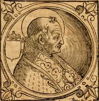 Picture 67 of 231 from Historia B. Platinae de vitis pontificum Romanorum : a D.N. Jesu Christo usque ad Paulum II. venetum papam : longe' quam antea emendatior, doctissimarumq[ue] annotationum Onuphrii Panuinii accessione nunc illustrior reddita : cui, eiusdem Onuphrii accurata atque fideli operâ, reliquorum pontificum vitae, usq[ue] ad Pium V. & Antonii Ciccarellae, usq[ue] ad Clementem VIII. qui hodiè sanctæ Romanae Catholicae ecclesiae præsidet, adiunctæ sunt : accesserunt nunc demum omnium pontificum verae effigies : omnia summo studio emendata & correcta (1600), leaf 82