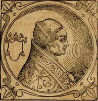 Picture 68 of 231 from Historia B. Platinae de vitis pontificum Romanorum : a D.N. Jesu Christo usque ad Paulum II. venetum papam : longe' quam antea emendatior, doctissimarumq[ue] annotationum Onuphrii Panuinii accessione nunc illustrior reddita : cui, eiusdem Onuphrii accurata atque fideli operâ, reliquorum pontificum vitae, usq[ue] ad Pium V. & Antonii Ciccarellae, usq[ue] ad Clementem VIII. qui hodiè sanctæ Romanae Catholicae ecclesiae præsidet, adiunctæ sunt : accesserunt nunc demum omnium pontificum verae effigies : omnia summo studio emendata & correcta (1600), leaf 85