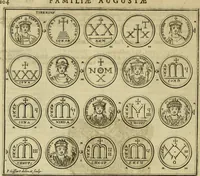 An illustration from Historia Byzantina duplici commentario illustrata : prior, Familias ac stemmata imperatorum constantinopolianorum, cum eorundem augustorum nomismatibus, & aliquot iconibus : praeterea familias dalmaticas & turcicas complecticur : alter, Descriptionem urbis constantinopolitanae, qualis extitit sub imperatoribus christianis (1680)