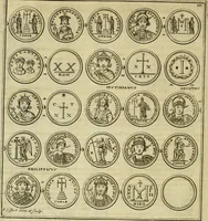 An illustration from Historia Byzantina duplici commentario illustrata : prior, Familias ac stemmata imperatorum constantinopolianorum, cum eorundem augustorum nomismatibus, & aliquot iconibus : praeterea familias dalmaticas & turcicas complecticur : alter, Descriptionem urbis constantinopolitanae, qualis extitit sub imperatoribus christianis (1680)