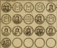 An illustration from Historia Byzantina duplici commentario illustrata : prior, Familias ac stemmata imperatorum constantinopolianorum, cum eorundem augustorum nomismatibus, & aliquot iconibus : praeterea familias dalmaticas & turcicas complecticur : alter, Descriptionem urbis constantinopolitanae, qualis extitit sub imperatoribus christianis (1680)