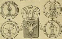 An illustration from Historia Byzantina duplici commentario illustrata : prior, Familias ac stemmata imperatorum constantinopolianorum, cum eorundem augustorum nomismatibus, & aliquot iconibus : praeterea familias dalmaticas & turcicas complecticur : alter, Descriptionem urbis constantinopolitanae, qualis extitit sub imperatoribus christianis (1680)