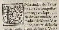An illustration from Historia del descubrimiento y conquista de las prouincias del Peru, : y de los successos que en ella ha auido, desde que se conquistò, hasta que el licenciado de la Gasca obispo de Siguença boluio a estos reynos: y de las cosas naturales que en la dicha prouincia se hallan dignas de memoria. (1578)