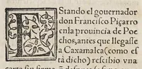 An illustration from Historia del descubrimiento y conquista de las prouincias del Peru, : y de los successos que en ella ha auido, desde que se conquistò, hasta que el licenciado de la Gasca obispo de Siguença boluio a estos reynos: y de las cosas naturales que en la dicha prouincia se hallan dignas de memoria. (1578)