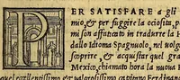 An illustration from Historia del illustriss. et ualorosiss. capitano don Ferdinando Cortes marchese della ualle, et quando discoperse, et acquisto la Nuoua Hispagna. (1556)