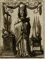 An illustration from Historia deorum fatidicorum, vatum, sibyllarum, phoebadum, apud priscos illustrium : cum eorum iconibus : præposita est dissertatio de divinatione et oraculis (1675)
