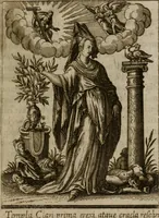 An illustration from Historia deorum fatidicorum, vatum, sibyllarum, phoebadum, apud priscos illustrium : cum eorum iconibus : præposita est dissertatio de divinatione et oraculis (1675)