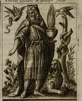 An illustration from Historia deorum fatidicorum, vatum, sibyllarum, phoebadum, apud priscos illustrium : cum eorum iconibus : præposita est dissertatio de divinatione et oraculis (1675)
