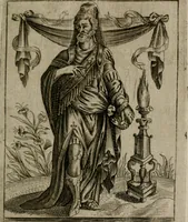 An illustration from Historia deorum fatidicorum, vatum sybillarum, phoebadum, apud priscos illustrium : cum eorum iconibus : praeposita est disertatio de divinatione & oraculis (1680)