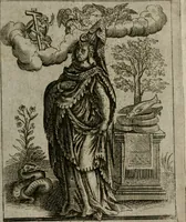 An illustration from Historia deorum fatidicorum, vatum sybillarum, phoebadum, apud priscos illustrium : cum eorum iconibus : praeposita est disertatio de divinatione & oraculis (1680)
