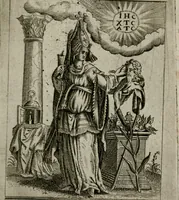 An illustration from Historia deorum fatidicorum, vatum sybillarum, phoebadum, apud priscos illustrium : cum eorum iconibus : praeposita est disertatio de divinatione & oraculis (1680)