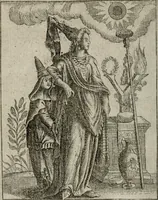 An illustration from Historia deorum fatidicorum, vatum sybillarum, phoebadum, apud priscos illustrium : cum eorum iconibus : praeposita est disertatio de divinatione & oraculis (1680)