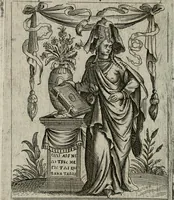 An illustration from Historia deorum fatidicorum, vatum sybillarum, phoebadum, apud priscos illustrium : cum eorum iconibus : praeposita est disertatio de divinatione & oraculis (1680)