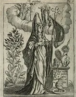 An illustration from Historia deorum fatidicorum, vatum sybillarum, phoebadum, apud priscos illustrium : cum eorum iconibus : praeposita est disertatio de divinatione & oraculis (1680)