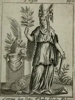 An illustration from Historia deorum fatidicorum, vatum sybillarum, phoebadum, apud priscos illustrium : cum eorum iconibus : praeposita est disertatio de divinatione & oraculis (1680)