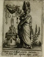 An illustration from Historia deorum fatidicorum, vatum sybillarum, phoebadum, apud priscos illustrium : cum eorum iconibus : praeposita est disertatio de divinatione & oraculis (1680)