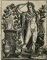 An illustration from Historia deorum fatidicorum, vatum sybillarum, phoebadum, apud priscos illustrium : cum eorum iconibus : praeposita est disertatio de divinatione & oraculis (1680)