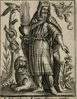 An illustration from Historia deorum fatidicorum, vatum sybillarum, phoebadum, apud priscos illustrium : cum eorum iconibus : praeposita est disertatio de divinatione & oraculis (1680)