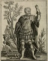 An illustration from Historia deorum fatidicorum, vatum sybillarum, phoebadum, apud priscos illustrium : cum eorum iconibus : praeposita est disertatio de divinatione & oraculis (1680)
