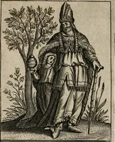 An illustration from Historia deorum fatidicorum, vatum sybillarum, phoebadum, apud priscos illustrium : cum eorum iconibus : praeposita est disertatio de divinatione & oraculis (1680)